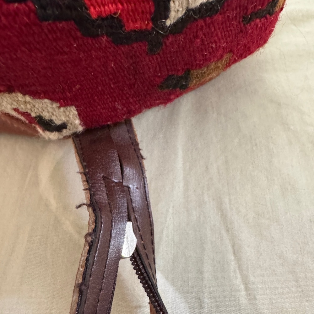 Brown And Red Patterned Leather Drawstring Bag/Ba… - image 4
